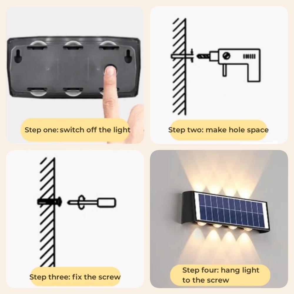 Garden Solar Powered Wall Light